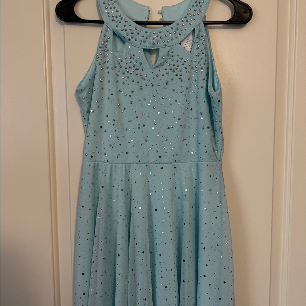 Elegant Aqua Kids Dress with Sparkling Accents